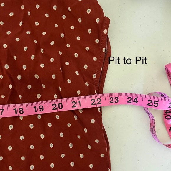 Bailey & Chloe Orange Red Polka Dot Short Sleeve Button Front Blouse Size XL - Picture 8 of 9